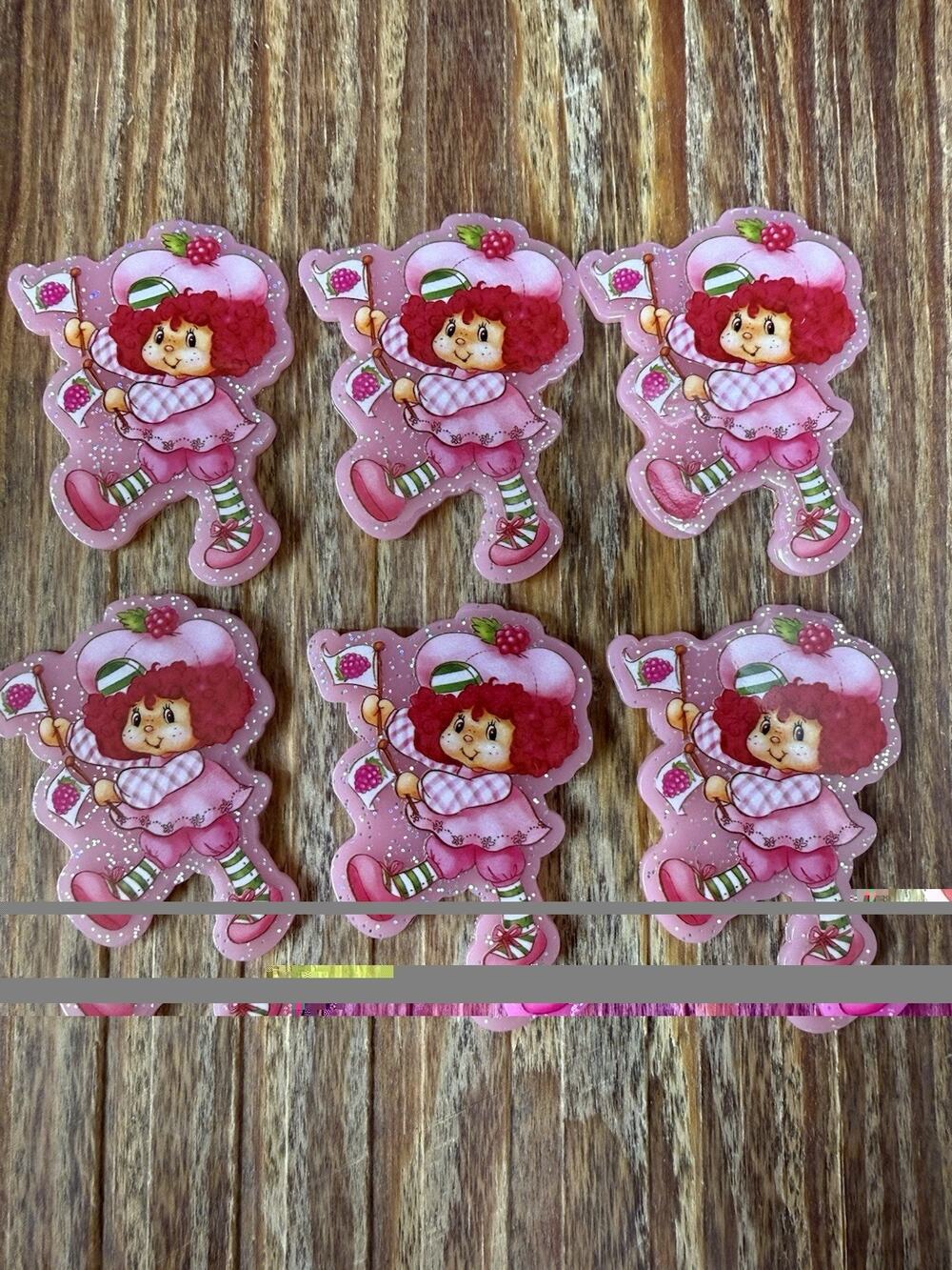 6 Pc Strawberry Shortcake Acrylic Flatbacks